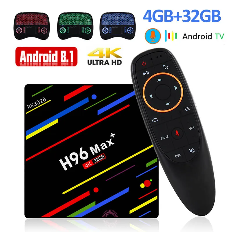 

2018 h96 max plus tv box 4GB 32GB Android 8.1 Rockchip RK3328 Quad Core smart tv Voice google control 2.4G WIFI USB 3.0 IPTV BOX