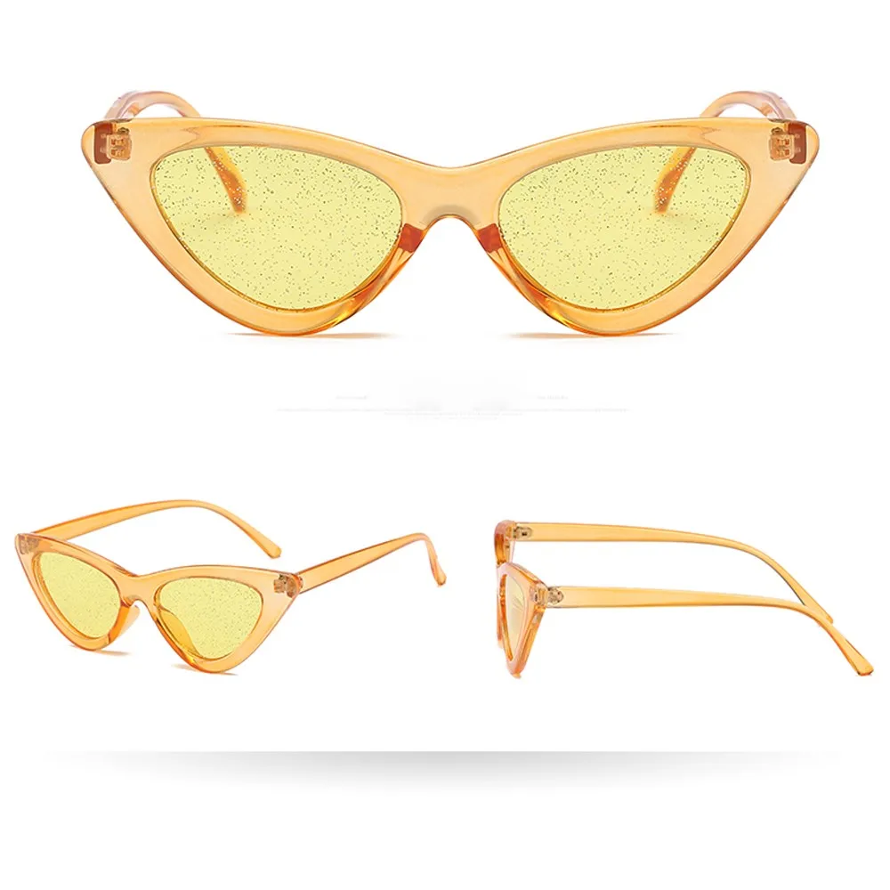 Винтаж Кошачий глаз блестки прозрачные Солнцезащитные очки Ретро мода# SMT0416