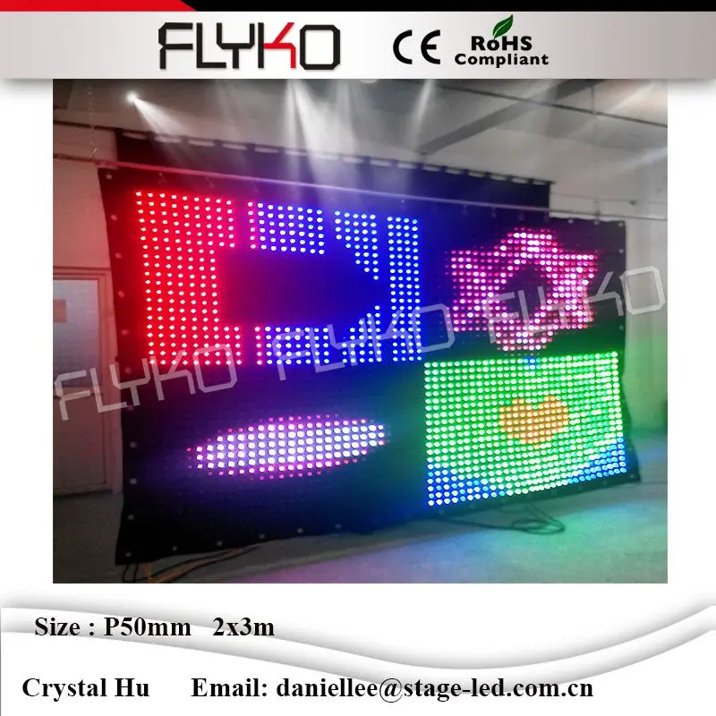 

Disco led video curtain P5cm 2x3m RGB3in1 high brightness cheap led video backdrops led curtain