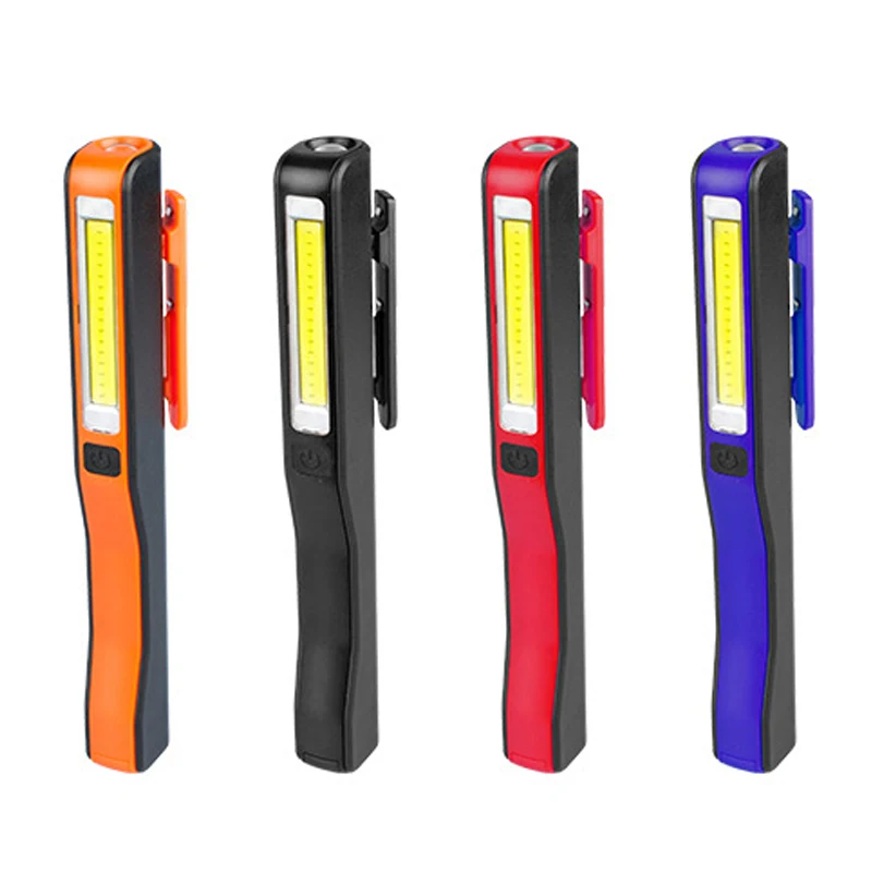 USB Charging LED Flashlight COB Rechargeable Pen Clip Hand