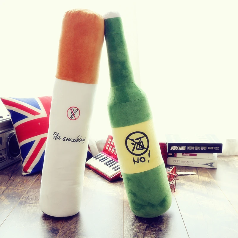Super quality 80cm Smoking cylindrical sleeping Cigarette and beer pillow Boyfriend birthday