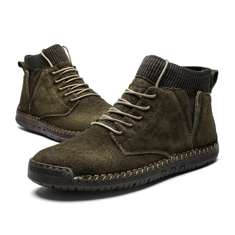 Vancat Brand Winter Men Ankle Boots Quality Leather Shoes Warm Men's Snow Boots Winter Shoes Fur Men's boots Size 38-48