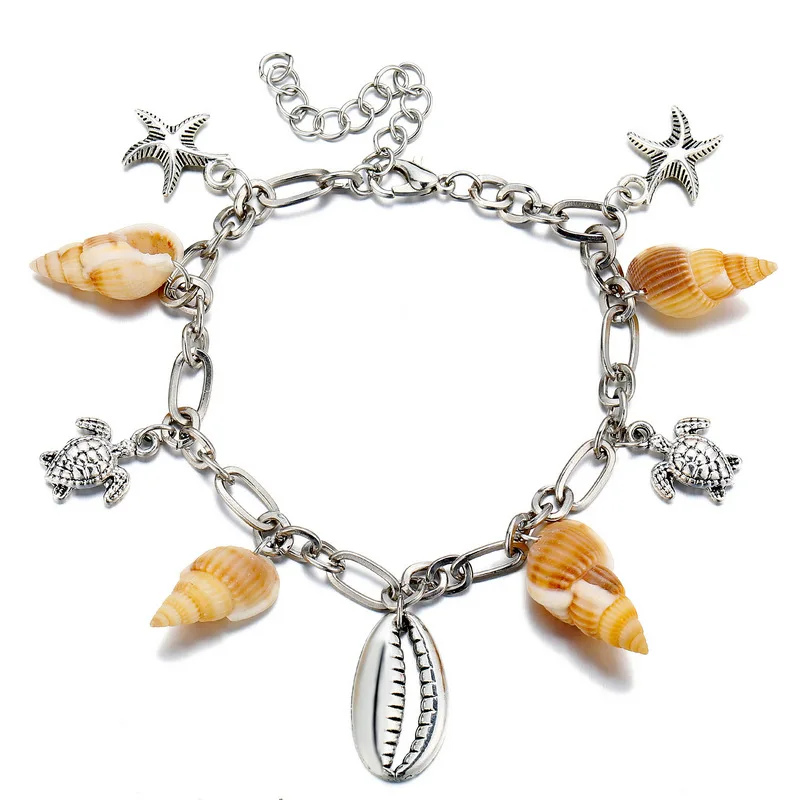 

2019 New Arrival Bohemian Anklet Vintage Natural Shell Conch Starfish Sea Turtle Tortoise Anklets Women Leg Bracelet Jewelry Hot