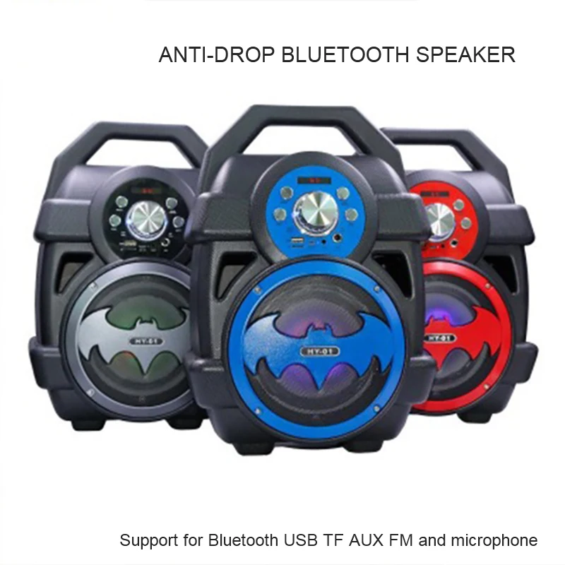

JS HY-01 Bluetooth 3.0 Speaker Wireless Double Horn Anti Fall Microphone Speaker 2400mah Karaoke Music Portable Loudspeaker Box