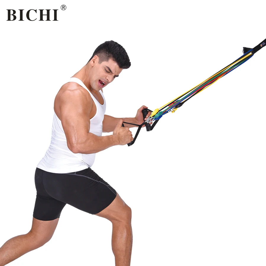 BICHI 11pcs/set Adjustable Resistance Bands Crossfit Pilates Latex Tubing Expanders Exercise