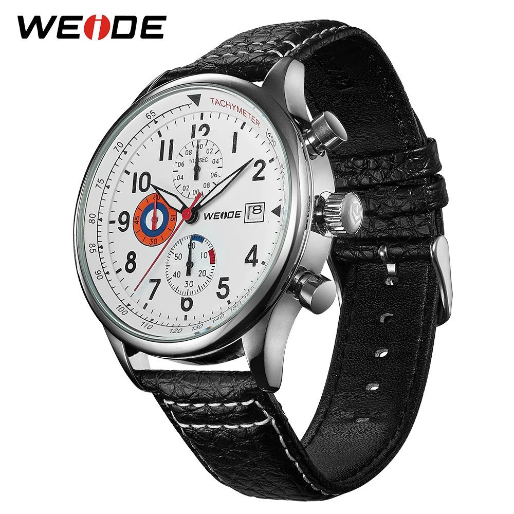Gift WEIDE Sport Men's PU Leather Wrist Watches Analog Quartz Clock Waterproof Luxury Brand Man Business Relogio Masculino Hours