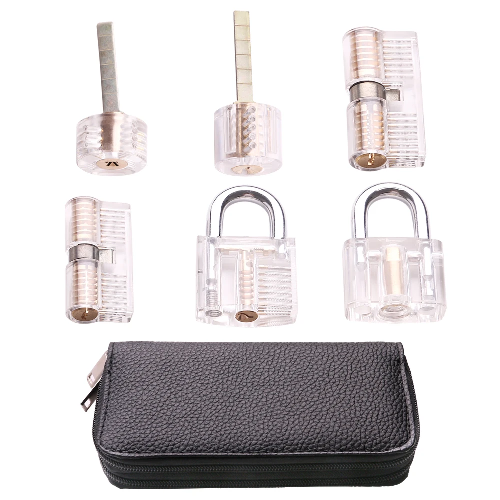 

Crazy new arrival！ 5 Transparent Lock sets with 24 pcs locksmith tools for practicing and beginners