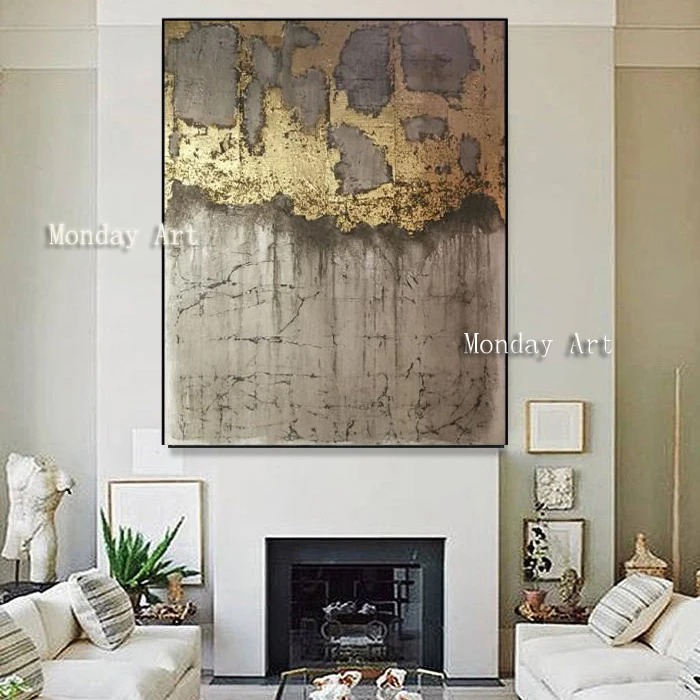 39 Handmade thick knife high quality Modern Abstract Fine Artwork Canvas Decor Alec Golden old wall Bedroom artwork Wall Oil