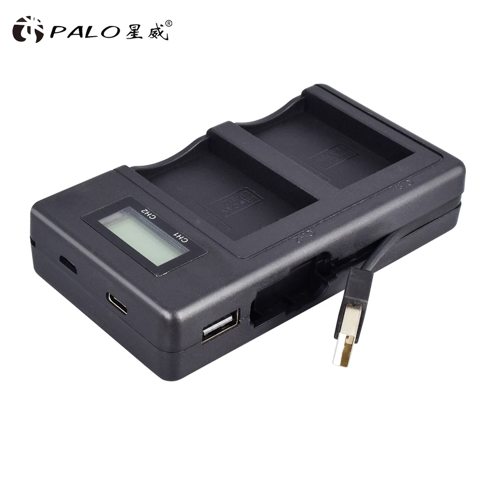 

PALO EL-E12 ENEL12 EN-EL12a EL12 LCD Dual Digital Battery Charger For Canon EOSM M10 M50 M100 Rebel SL1 EOS 100D EOS KISS X7