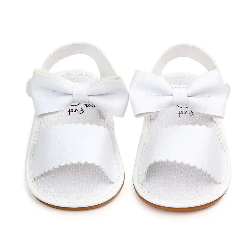 Г. Новая Брендовая обувь для новорожденных девочек, обувь для принцессы с бантом, летние сандалии для малышей нескользящая резиновая обувь из PU искусственной кожи, размеры от 0 до 18 месяцев