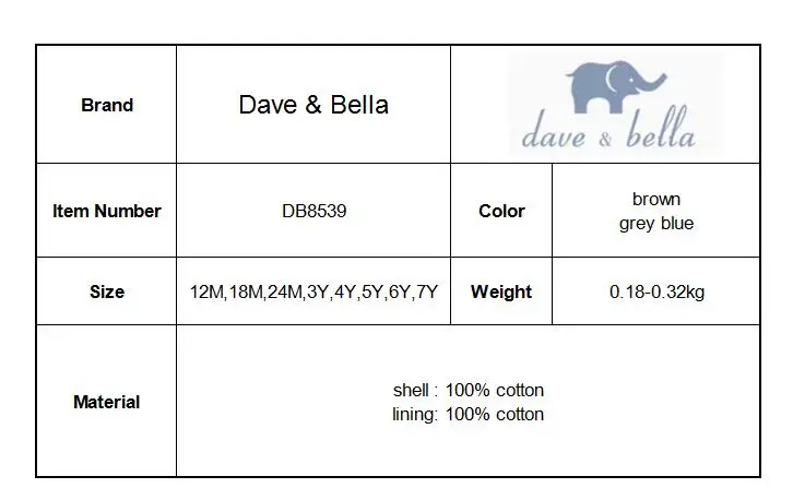 DB8539 dave bella/осенние модные штаны для маленьких мальчиков детские длинные штаны брюки для малышей