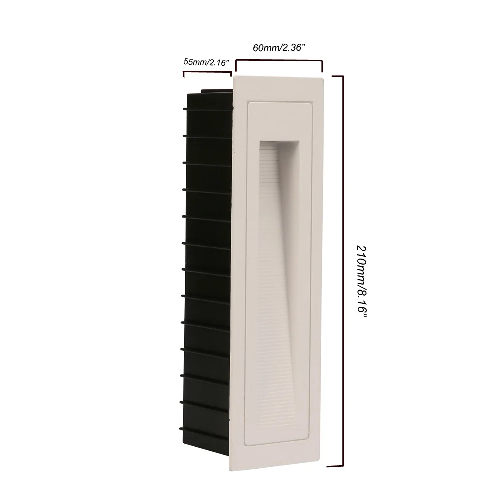 In&Outdoor Led Stairway Light, Recessed Mounted Waterproof Wall Step Light Include Mounted Box One Unit, Black and White Casing