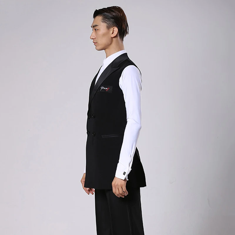 Ballroom Latin Dance Shirts Men Black Long Veat Coat Male Waltz Flamengo Cha Cha Clothes Competition Performance Wear DNV11344