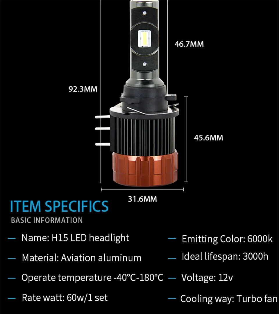 TC-X Error Free Canbus Car Headlight Bulb LED H15 For bmw audi volkswagen H15 led ampul araba far h15 led lamp lights for auto