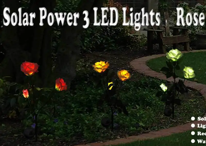 solar rose stake light