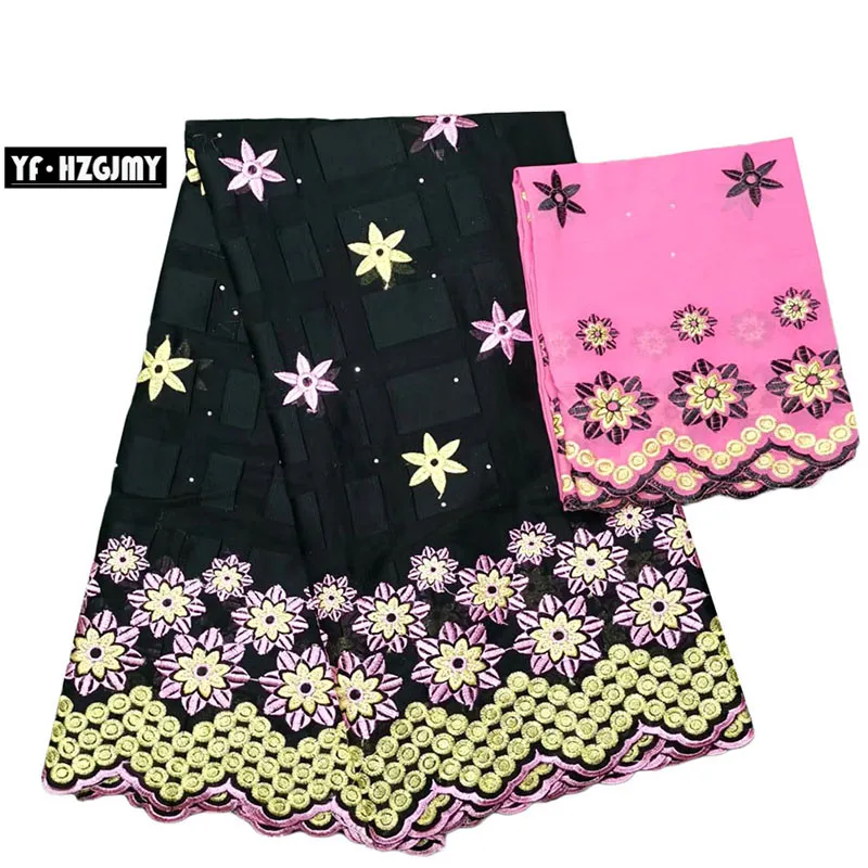 

YF HZGJMY African Lace Fabric 2019 Nigeria Embroidered Swiss Voile Lace High Quality Lace Black/Pink Bazin Riche Getzner JA281