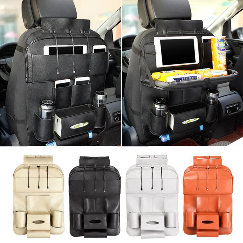 Car Auto Seat Back Multi-Pocket Storage Bag Organizer Food Table Pallet Holder with Multi-function Foldable Car Folding Holder