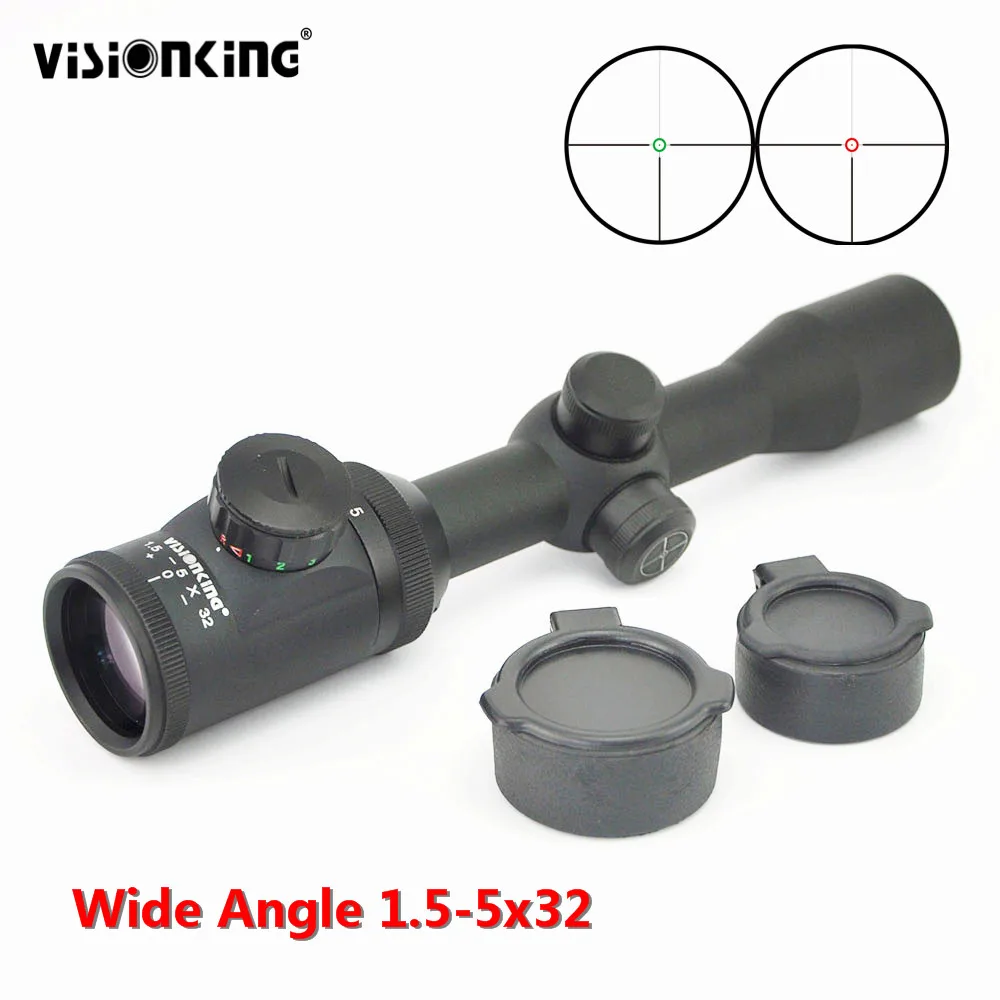

Visionking 1.5-5x32 Compact Hunting Rifle Scope Wide Angle Metal Tactical Sight Air Gun Magnifier Aim for AR15 Telescope Mirage