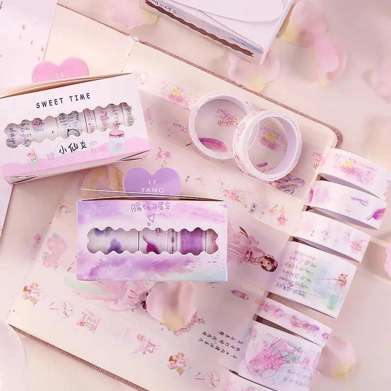 

5pcs/set Kawaii DIY Decoration Masking Tape Cute Washi Tape Hand Account Creative Adhesive Sticker Tape Gift Art Supplies 024058