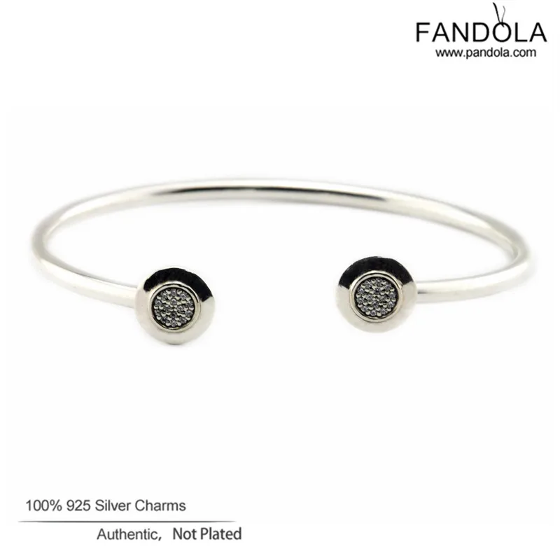 

Original Sterling-Silver-Jewelry Signature Open Cuff Bracelets Bangles Female Charms Bracelets For Women Silver 925 Jewelry