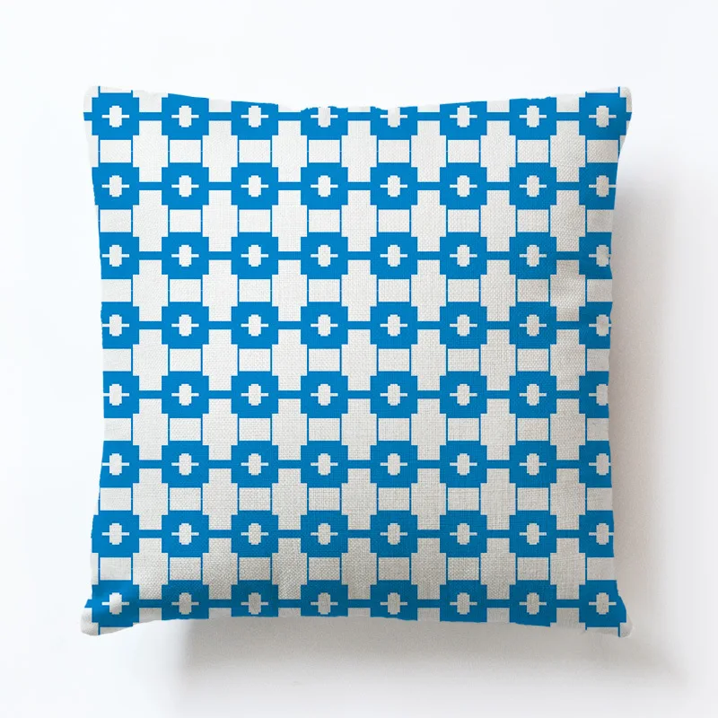 Декоративная подушка квадратная форма небесно-голубой зеленый геометрический льняной чехол для дивана домашний Автомобиль Almofadas 45x45 см
