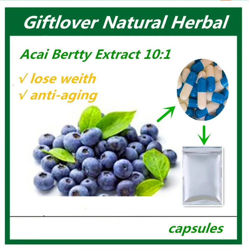 Acai Berry Extract 10 1 500mg 200 capsules powder best sell Slim 100%purenatural for anti aging Weight Loss  Diet  Energy  Detox