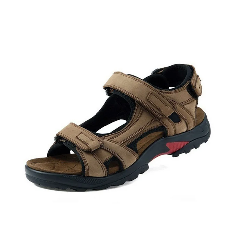 Плюс Размеры 45, 46, 47 48 мужские сандалии новые Лето г. Мужская обувь Пояса из натуральной кожи классической мужской sandalias Повседневное пляжная обувь rmc-659 - Цвет: Khaki