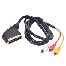 1.5 m SCART PARA 3RCA Cabeça Vassoura Fio Verdadeiro Chapeamento de Ouro Cabo de Áudio Fio Cabeça do Público AO Público Placa Remendo plugue(China)