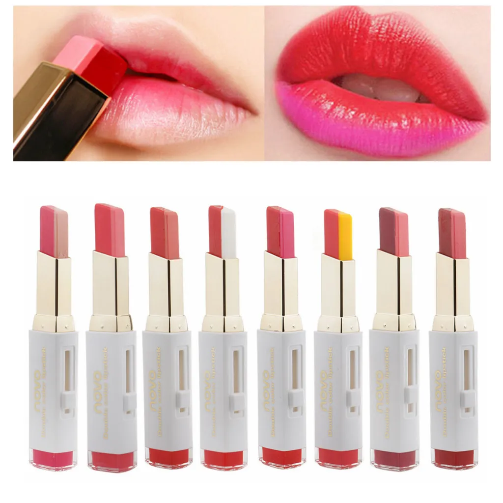 Dual Color Lipstick Moisturizing Gradient Color Fashion Makeup Lip Blam Waterproof & Long Lasting Works Especially Well