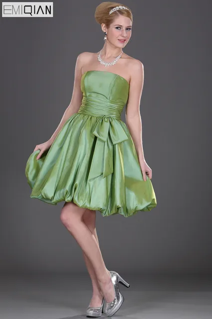 Free Shipping Strapless Ball Gown Formal Wedding Party Dress Short Free Shipping Strapless Ball Gown Formal Wedding Party Dress Short Taffeta Bridesmaid