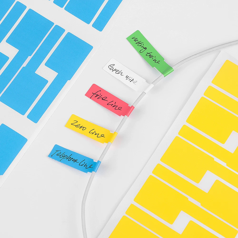

30pcs/1 sheet Self-adhesive Cable Sticker Waterproof Identification Tags Labels Organizers Colorful Identification Tags