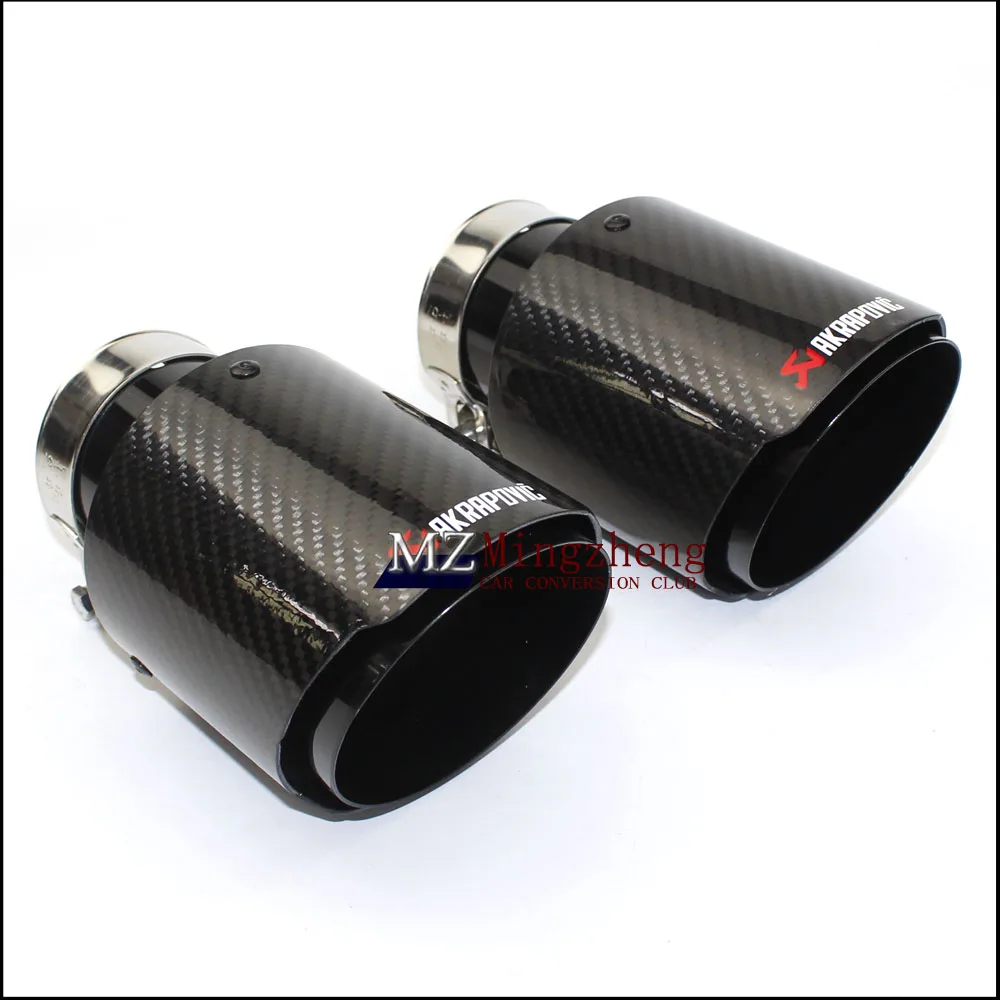 

1Pcs Car Styling Glossy + stainless steel AK Akrapovic Muffler End Pipe exhaust pipe muffler For Universal Carbon Exhaust Tips