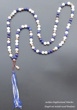 

108 Mala Necklace Natural Stone With Buddha Head Tassel Long Necklace Yoga Boho Jewelry 8mm Bead