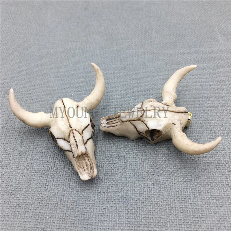 MY0125 Buffalo Cattle Skull Pendant , Longhorn Cattle Skull Charm Pendant In 4523 Inches (4)