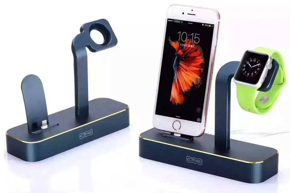 

2016 New arrival stand for apple watch stand/display/holder/keeper aluminium alloy home charging dock for phone/watch 2 in 1