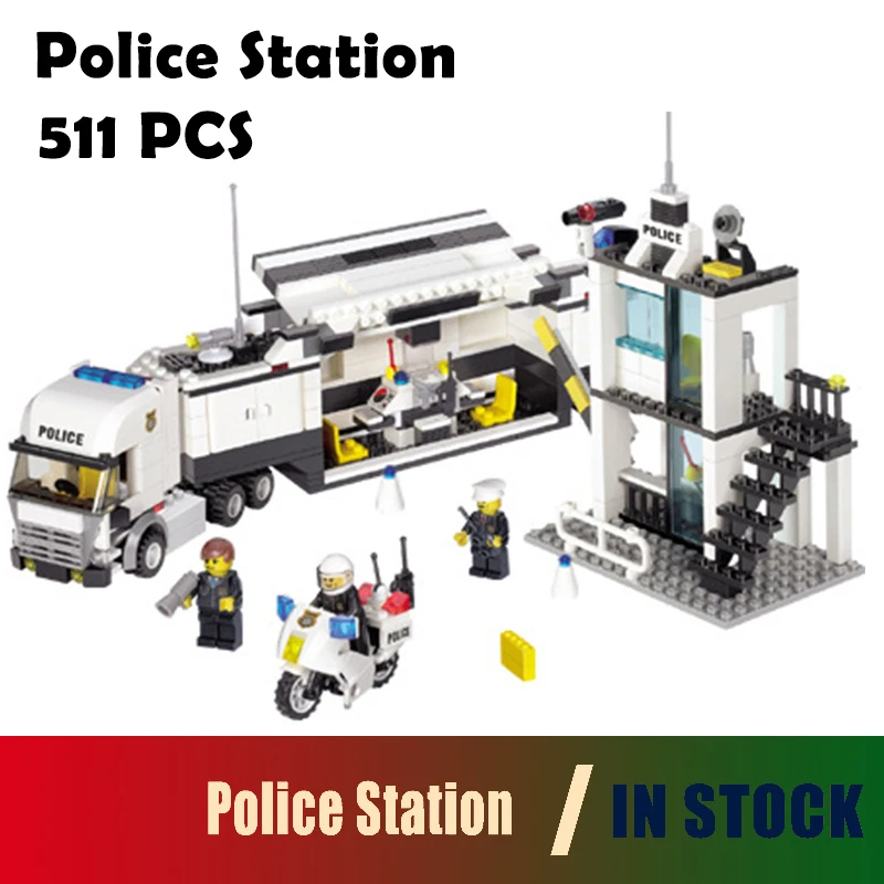 

Compatible with lego city 6727 Model building kits Police Station 3D Educational building blocks toys hobbies for children