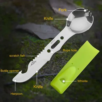 

Camping fork spoon Knife with Whistle For Fishing Outdoor EDC Tools survival knife self-defense for fishing fork spoons knives