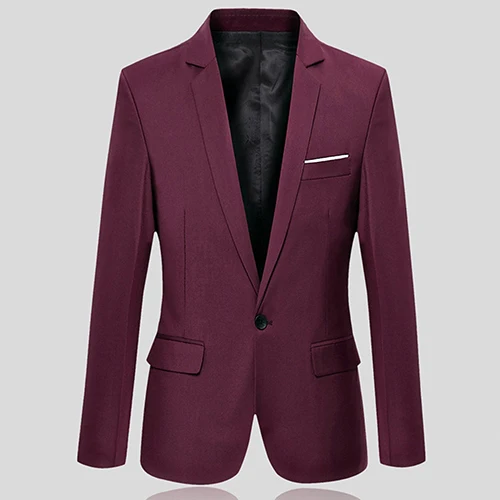 Men Blazers Slim Autumn Suit Business Formal Party Male Suit One Button Lapel Casual Long Sleeve Pockets Top Plus Size 5