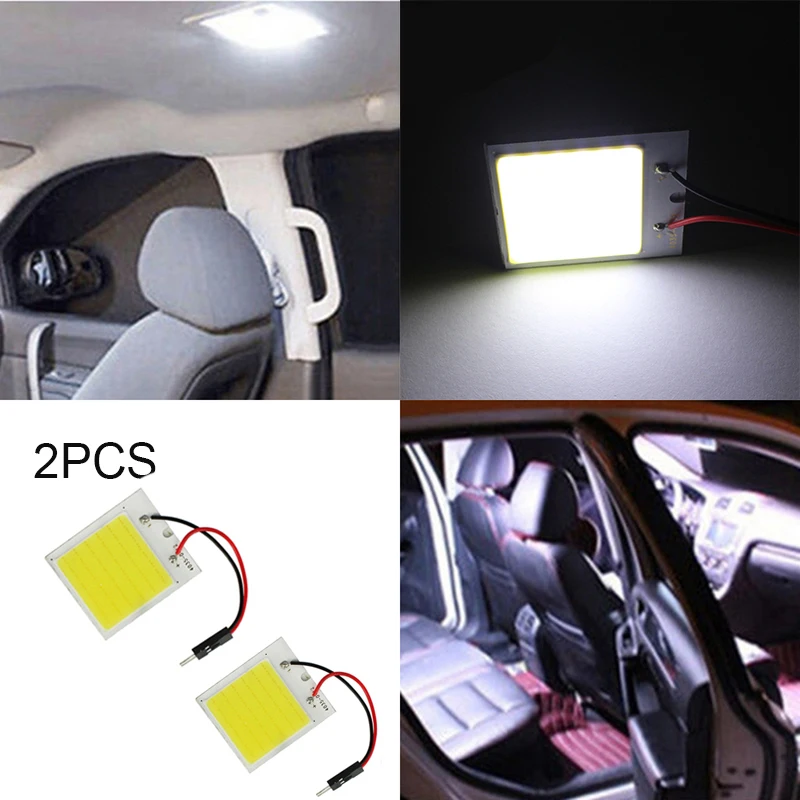 2Pcs Car COB Reading Lights 48 Core Highly Bright LED Headlight Bulbs