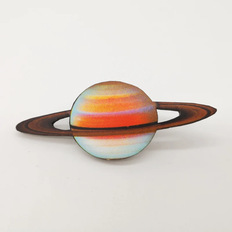 Saturn Space Planet Wooden Brooch Pin Birthday Gift Space