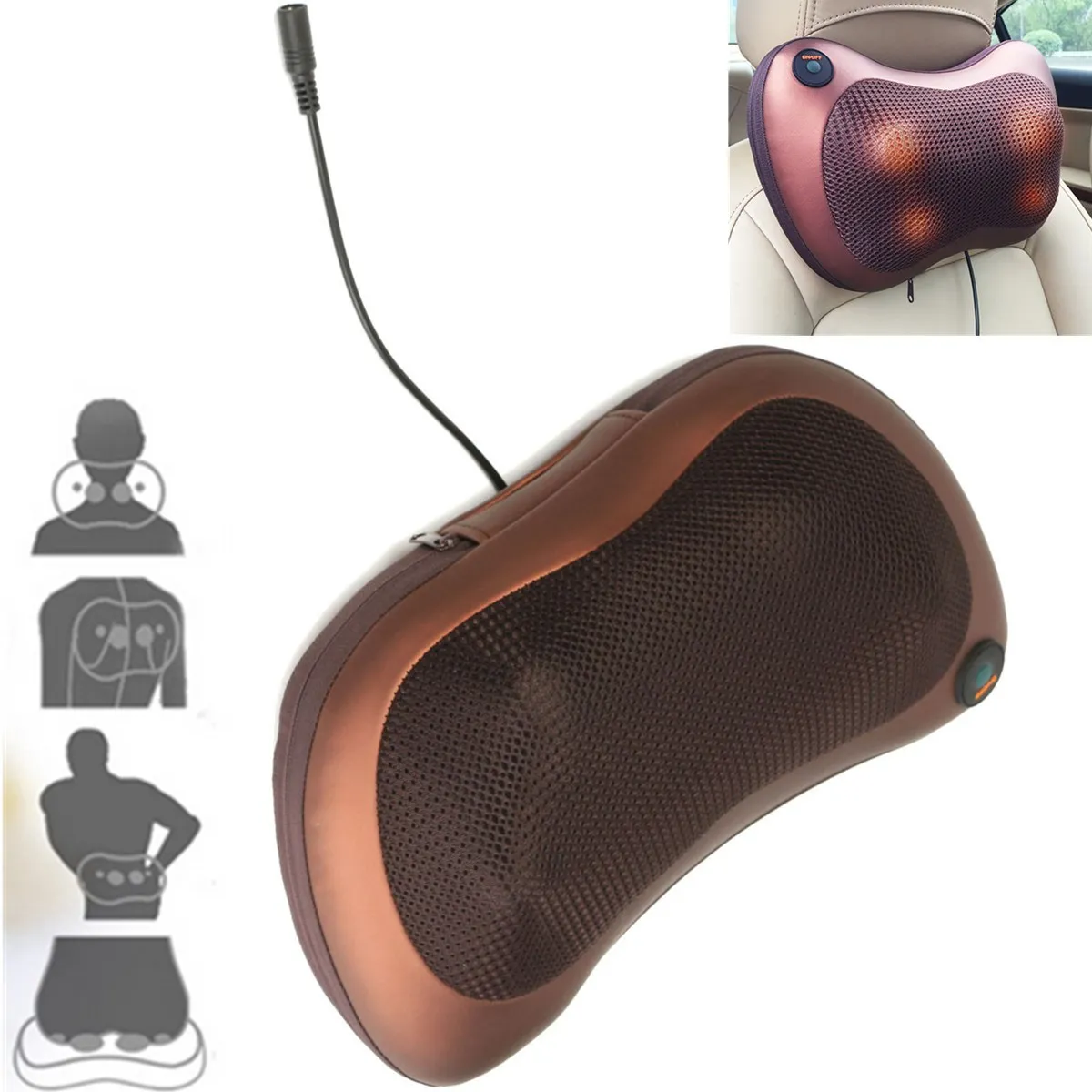 Goede Auto Nek Kussen Elektrische Massage Kussen Massager Kussen Ontspannen Nek Terug Schouder Kussens Met Verwarming