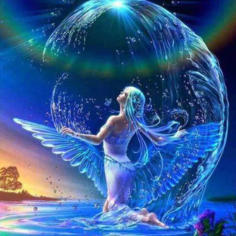 DIY 5D Diamond Embroidery sale Blue Angel On Sea Full Square Painting Cross Stitch Kits Mosaic Needlework KBL | Дом и сад