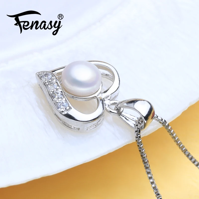 

FENASY 925 Sterling Silver Flower Pendant Necklace Pearl Jewelry Chain Necklace Bohemian Pearl Pendant For Women