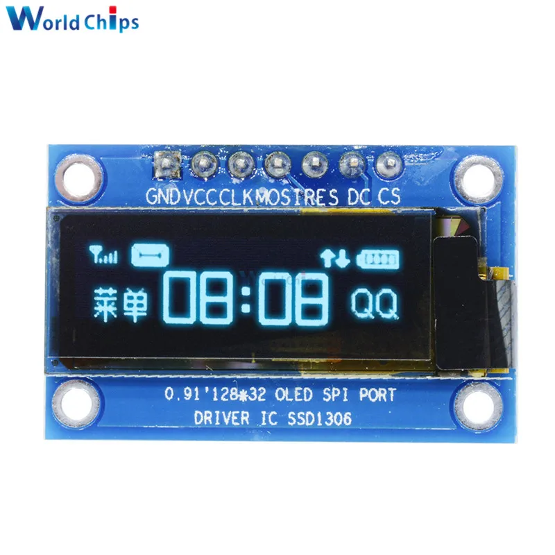 Синий OLED ЖК дисплей 0 91 дюйма 128x32 SPI DIY Oled модуль SSD1306 Драйвер IC DC 3 в 5 для Arduino PIC|oled