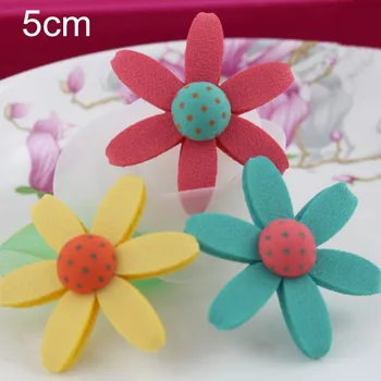 

Free Shipping- 30 pcs 5cm Handmade EVA Flowers With Button Center Hair Accessory Rosettes DIY Flowers Flat Back Christmas Gifts