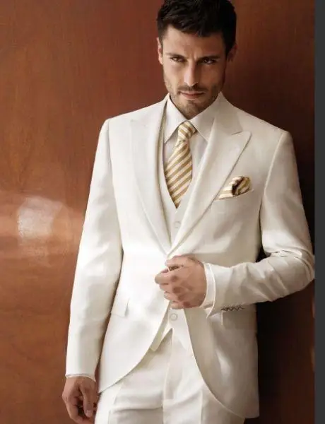 Bianco avorio Abiti Da Sposa per Uomo Smoking Picco Risvolto Groomsmen  Suits 3 Pezzi Abiti Uomo Slim Fit Nuovo (Jacket + Vest + Pants +  Tie)|wedding illustrations|wedding receptionwedding slip - AliExpress