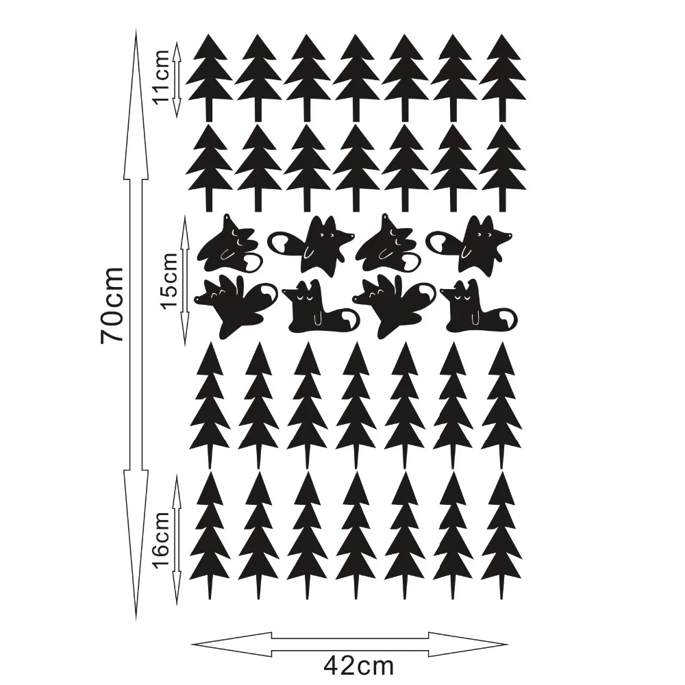 جدار صائق ملصق فينيل الثعلب و الأشجار مجموعة نمط للأطفال صبي فتاة غرفة الديكور المعيشة غرفة نوم منزل الفن تصميم WW-241