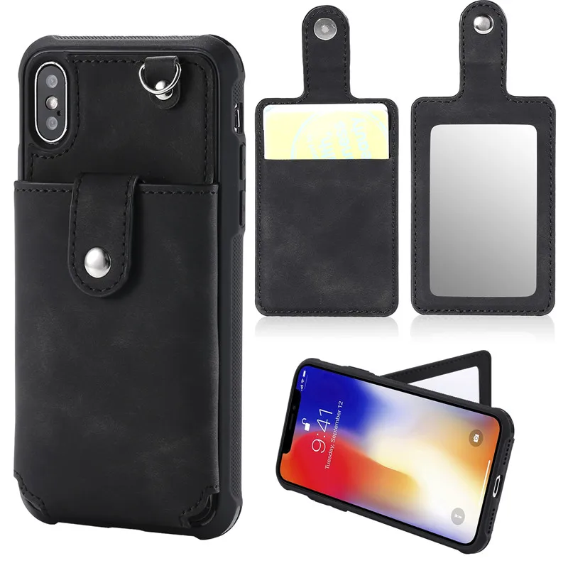 Mirror + Wallet Case For iPhone6S 6Plus 7 8Plus XR XS Max Shell Flip Leather Phone Case For Samsung S8 S9Plus Note8 9 Cover Capa (16)