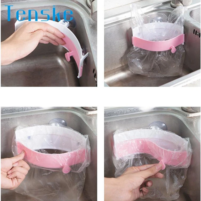 Special Offers Tenske   1pc  Multifunctional  Hanging Kitchen Cupboard Cabinet Tailgate Stand Storage Garbage Bags Rack 15