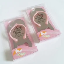 30 шт., Пользовательский логотип розовый флип-флоп открывалка для бутылок с подарочной коробкой персонализированные пляжные свадебные сувениры свадебный душ Keepsake